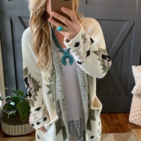New Aztec Oversized Cardigan Sweater Coat - Picture 9 of 15